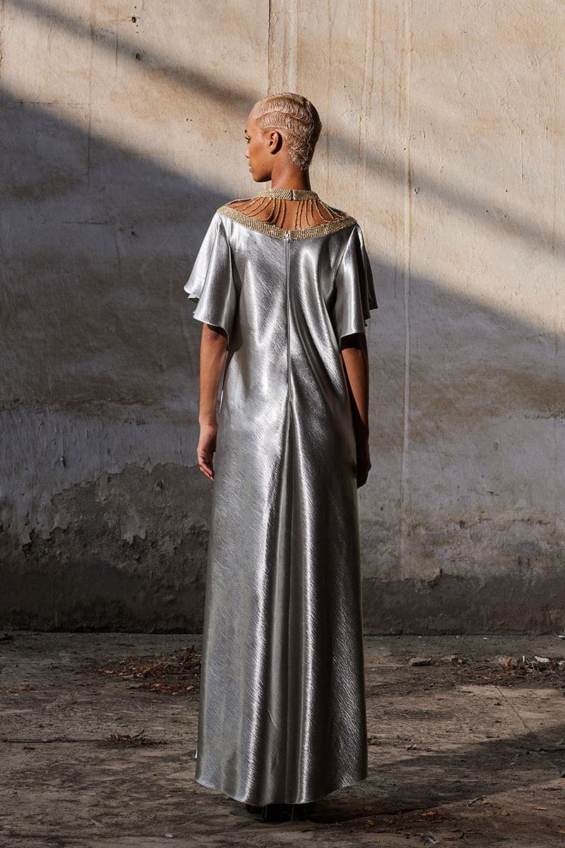 SEQUIN EMBROIDERED BIAS MAXI DRESS - Image 3