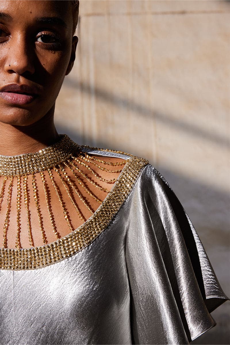 SEQUIN EMBROIDERED BIAS MAXI DRESS - Image 5