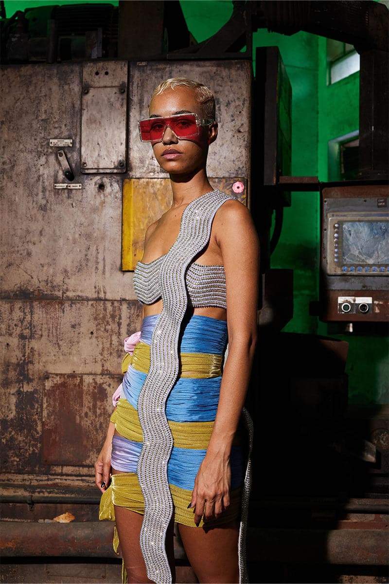 SEQUIN TIE-UP MINI DRESS - Image 6