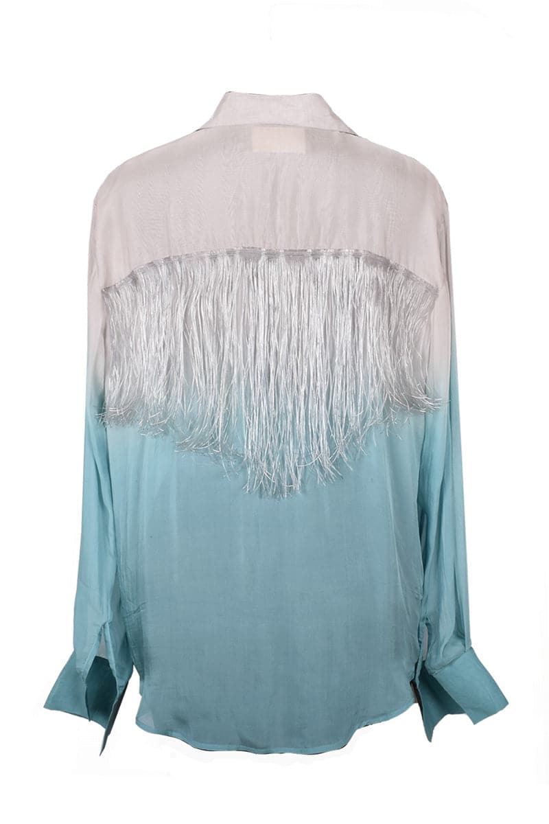 SILK FRINGE-DETAILED GRADIENT BLOUSE - Image 3