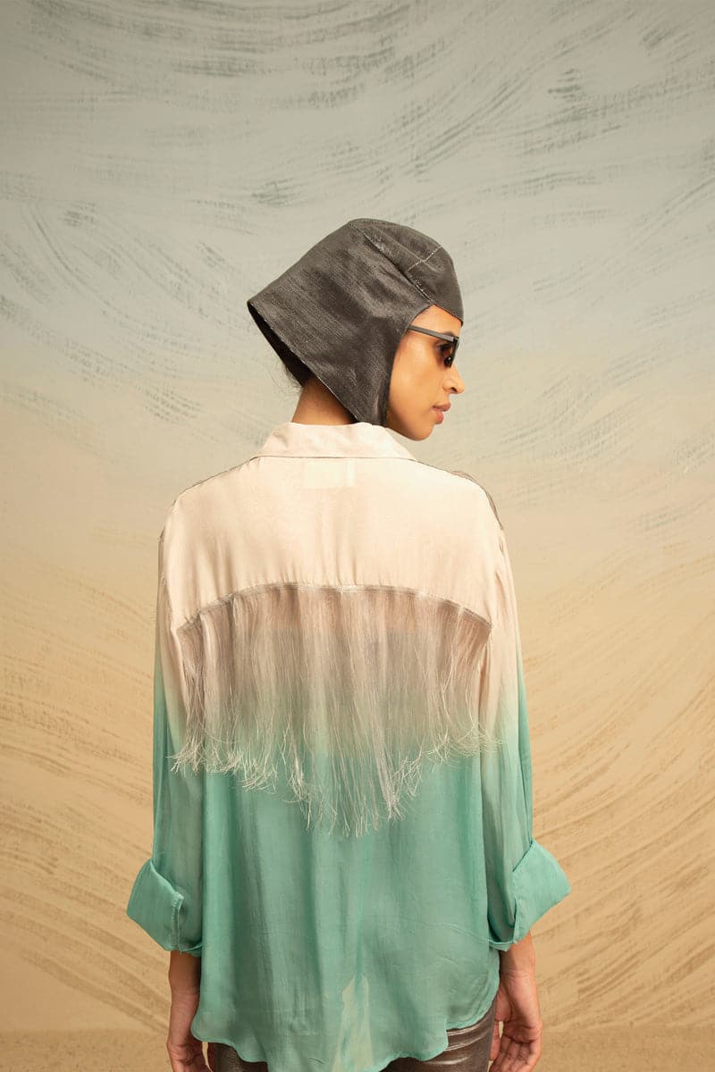 SILK FRINGE-DETAILED GRADIENT BLOUSE - Image 5