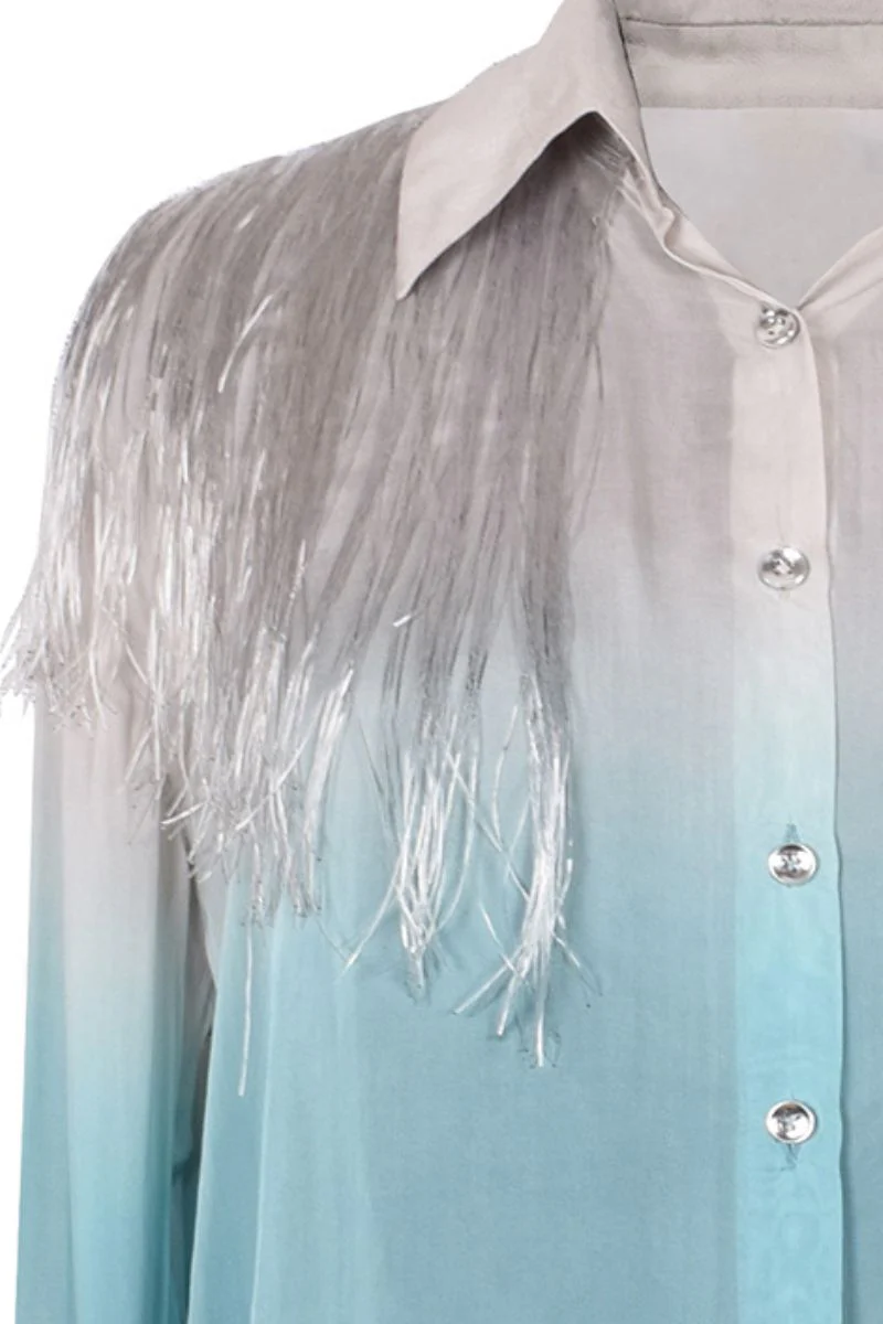 SILK FRINGE-DETAILED GRADIENT BLOUSE - Image 7