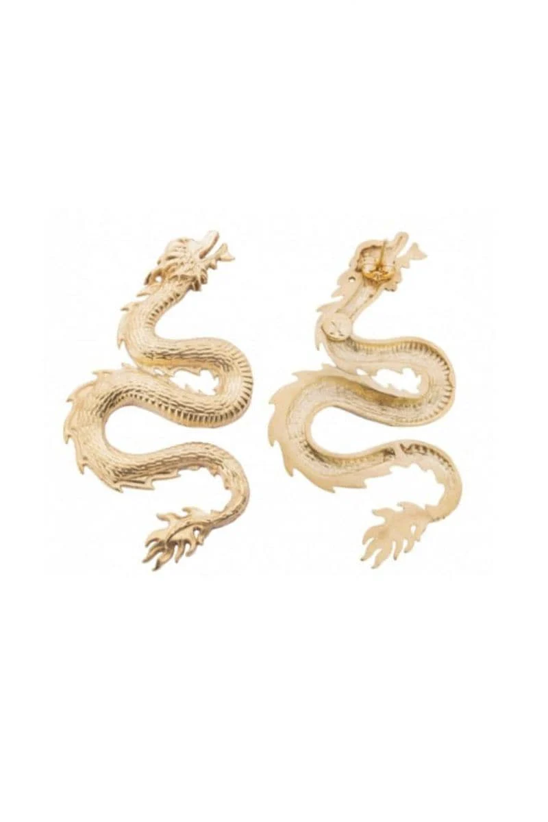 SMALL DRAGON GOLD-PLATED EARRINGS - Image 3