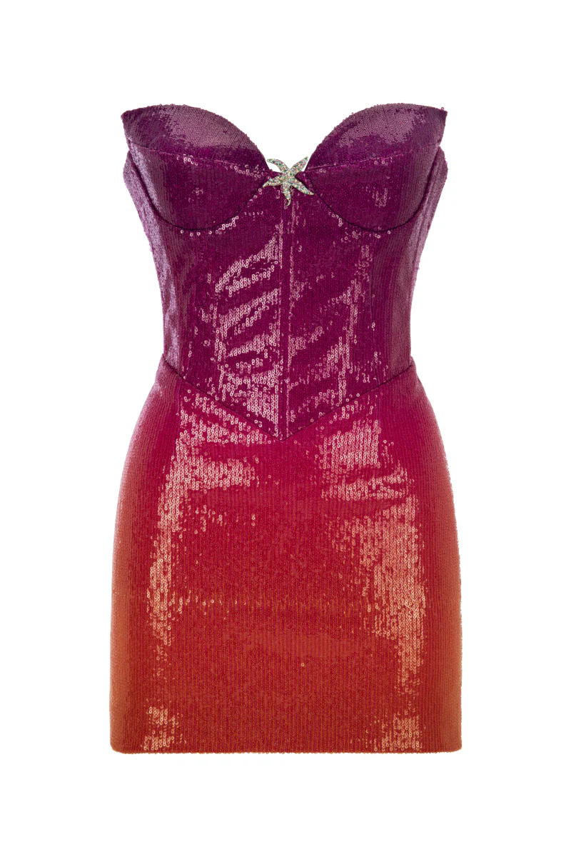 STAR CORSET SEQUIN MINI DRESS - Image 4