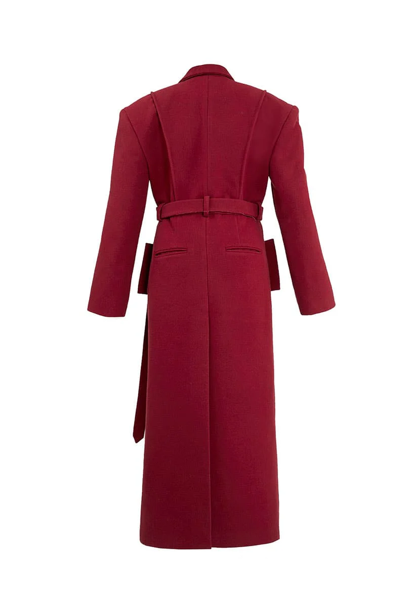 STRUCTURED FULL LENGTH MAROON COAT - Image 3