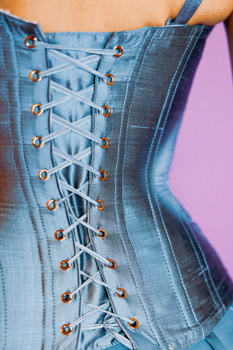 TAFFETA MARION CORSET IN BLUE GRAY - Image 3