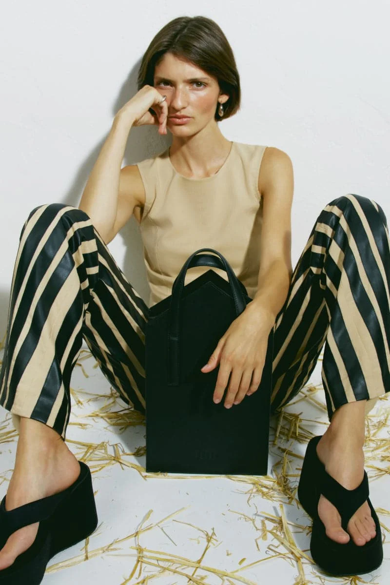 TES STRIPED HIGH-RISE STRAIGHT LEG PANTS - Image 3