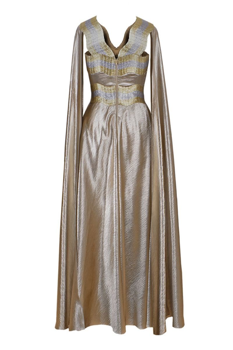 TEXTURED SATIN GOLD KAFTAN GOWN - Image 4