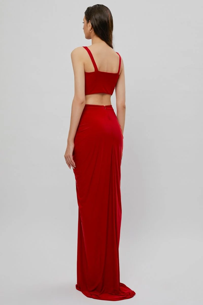 VALENTINA RED CORSET MAXI DRESS - Image 3