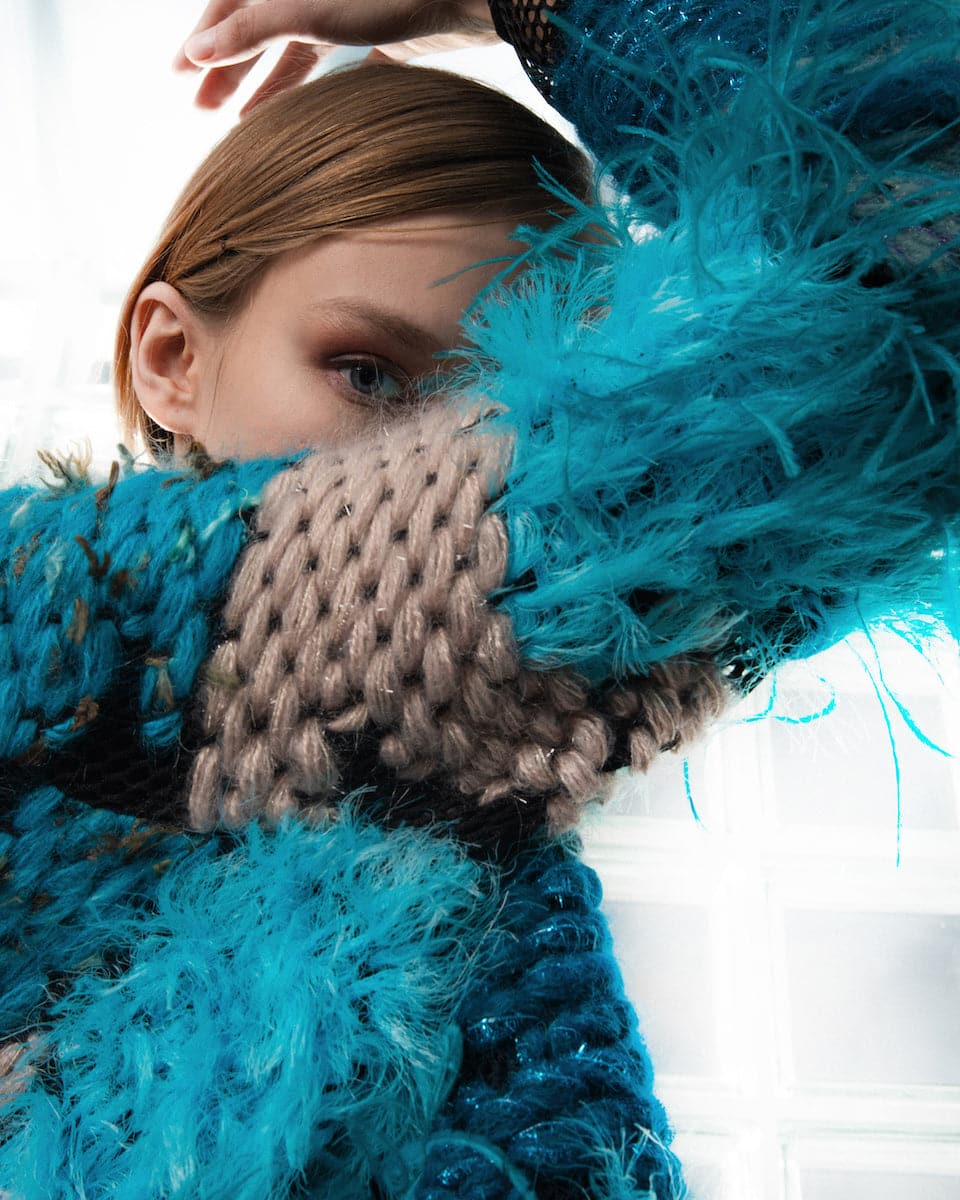 WOOL-BLEND FRINGED BLUE LONG-LINE CARDIGAN - Image 4